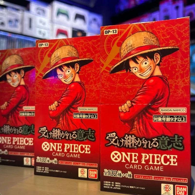 En Stock Original Bandai japonés de una pieza Op13 caja potenciadora de tarjetas de bonificación especial que lleva en su tarjeta de colección de juegos Tcg