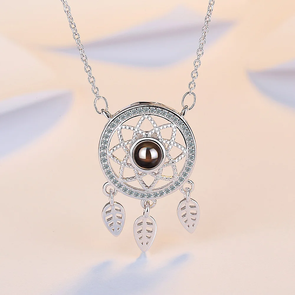 Projection Love Necklace 100 languages I Love You Memory Dream Catcher collarbone Chain necklace for Female