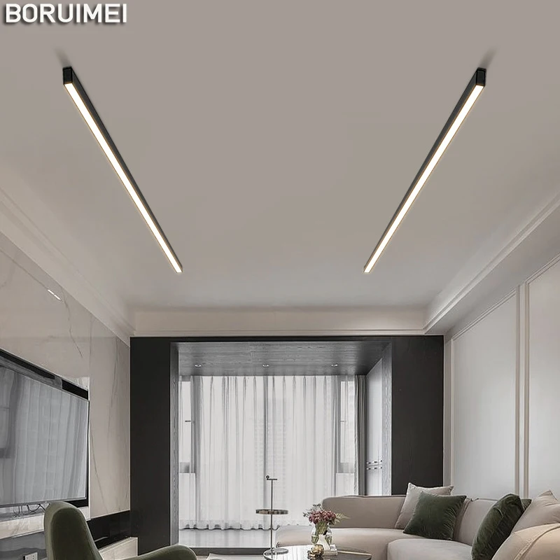 Modern Long Strip Led Celling Lights Black Walkway Balcony Aisle Lamps For Living Study Bedroom Wardrobe Corridor Home Fixtures