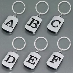 Stainless Steel Hollow English Letter Tag Key Chains Smooth ABC Personalized Keychains Handbag Ornament Backpack Car Pendant