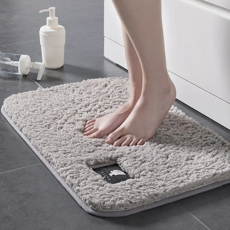 Home Bath Mat Non-slip Bathroom Carpet Soft Coral Fleece Memory Foam Rug Mat Kitchen Toilet Floor Decor Washable 600x900mm