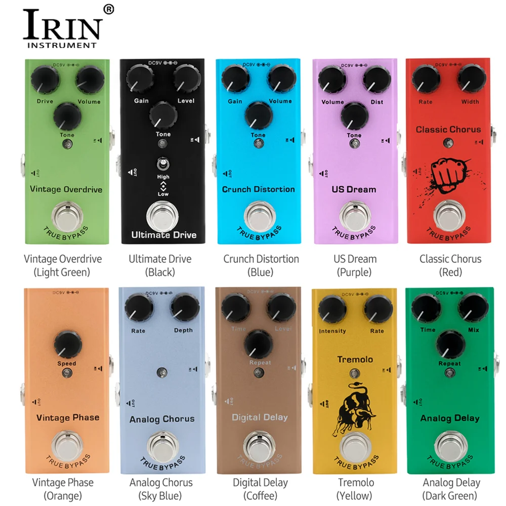 IRIN Electric Guitar Effect Pedal Portable Guitar Effector Mini Single Electric Guitar Effect Pedal with True Bypass 10 Types