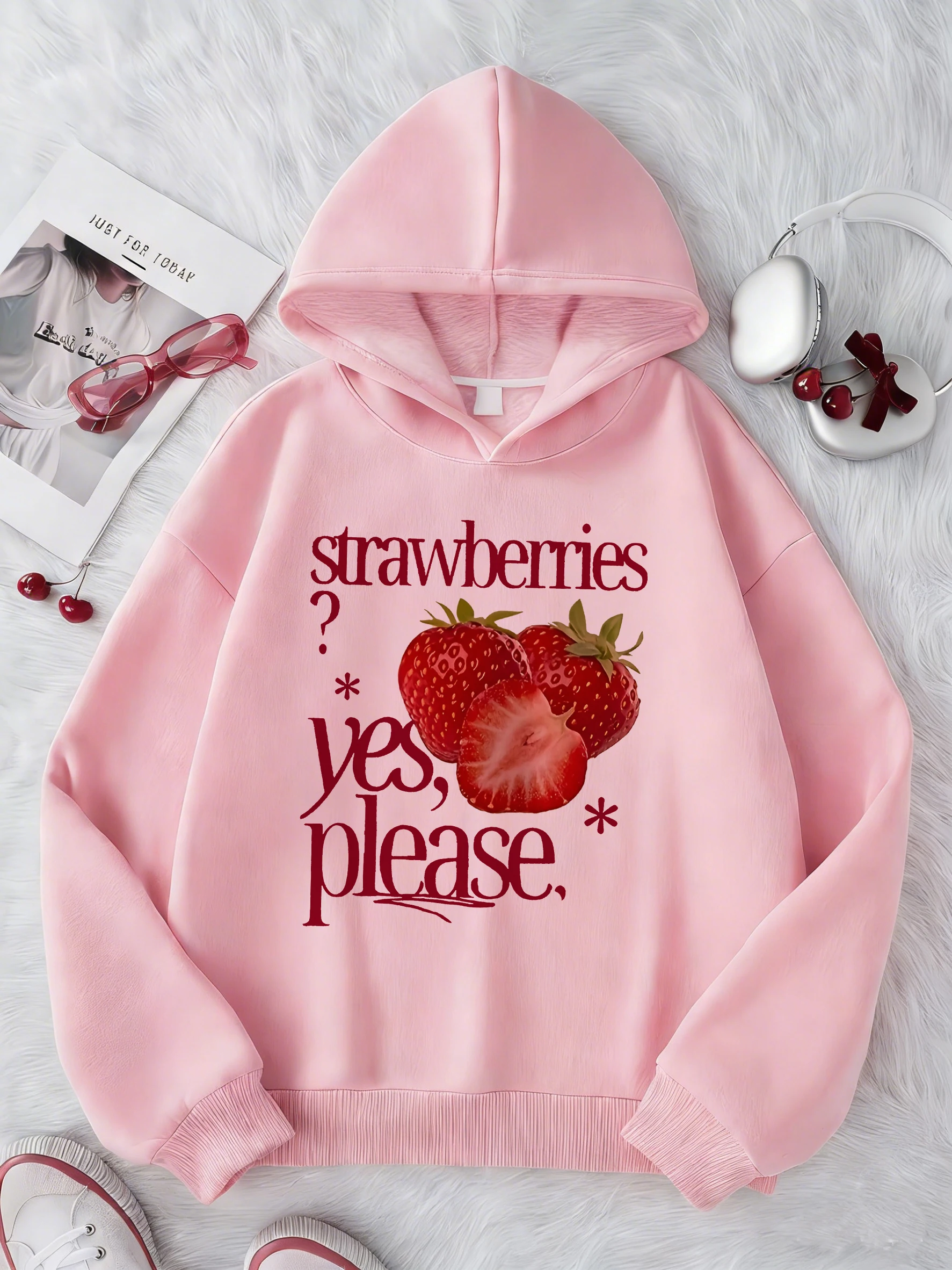 Erdbeer-Grafik-Hoodie für Mädchen, Kinder-Sweatshirt, Kapuzenpullover, lässige Hoodies für Jungen und Mädchen, Kleidung im Y2k- und 90er-Jahre-Stil