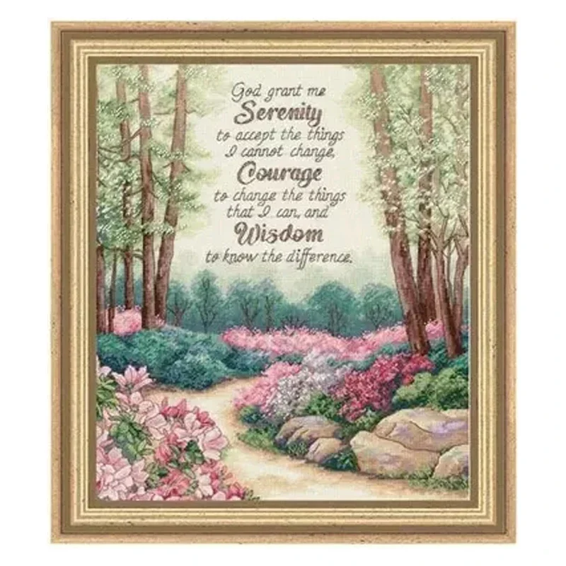 Amishop Top Quality Lovely Nostalgic Counted Cross Stitch Kit Serenity Courage Wisdom Forest Tree Trees Dim 35162