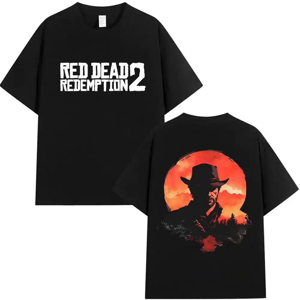 

Retro Red Death Redemption 2 Printed Product T-shirt for Men and Women 2025 Summer Print 100% Pure Cotton Loose Casual T-shirt