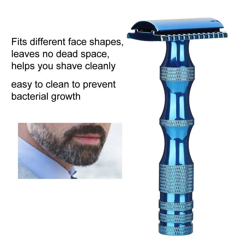 Vintage Dual Blade Shaver for Men – Classic Metal Handle, Anti-Skid Manual Shaving Razor