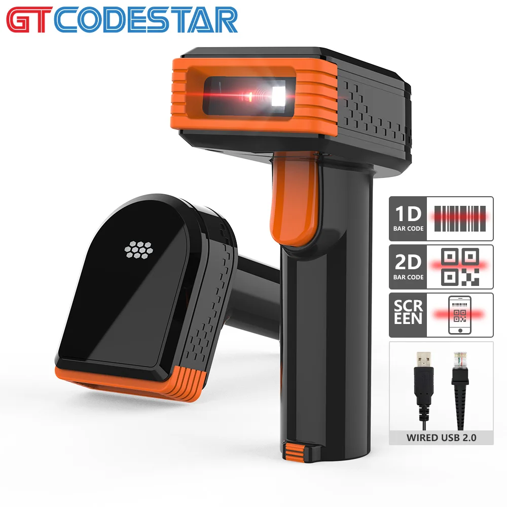 GTCODESTAR 2D Handheld Barcode Reader QR Code Scanner Wired Barcode Scanner USB QR Code Reader for Supermarket Scanning Gun