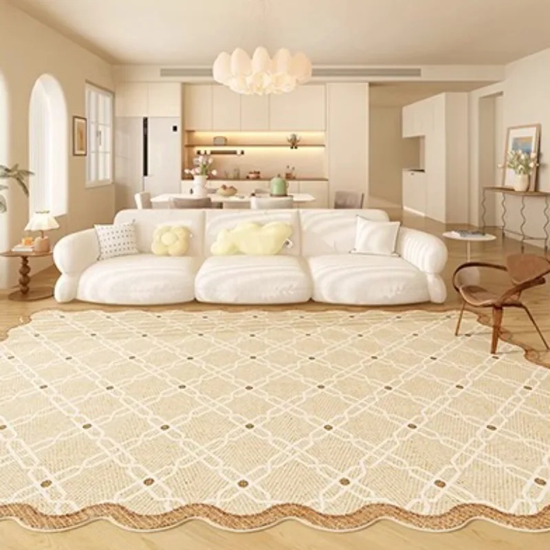 

Special-shaped Living Room Carpet Modern Cream Style Large Area Bedroom Rug Fashionable Art Home Decoration Coffee Table Mats 러그
