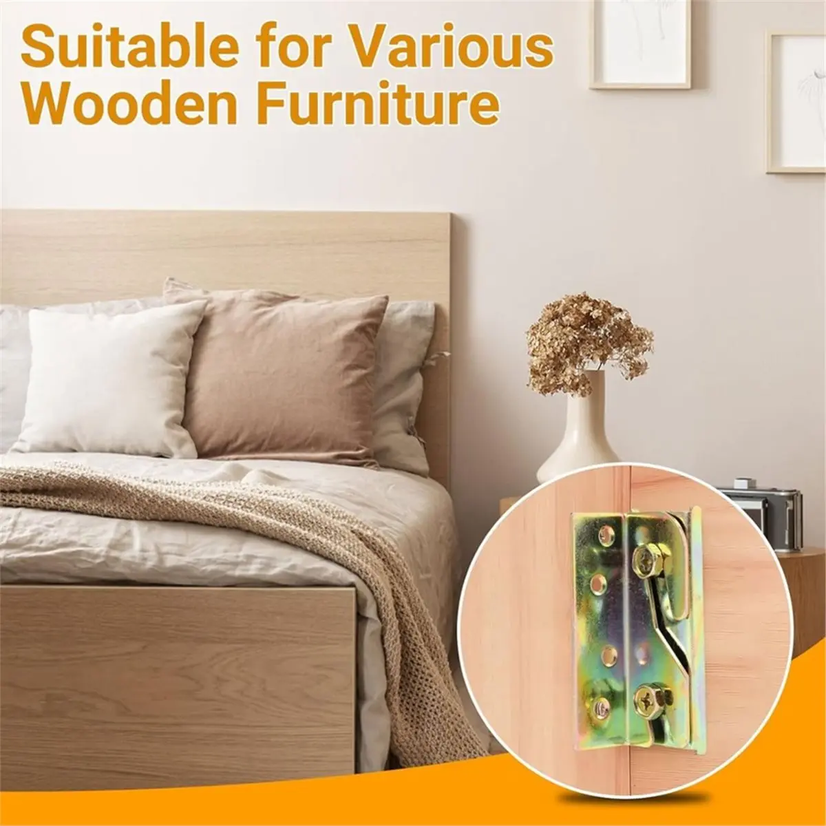 

4 Pcs Bed Rail Brackets with 32 Pcs Srews, High Quality Bed Frame Brackets, Rust Proof Bed Frame Hardware for Headboards
