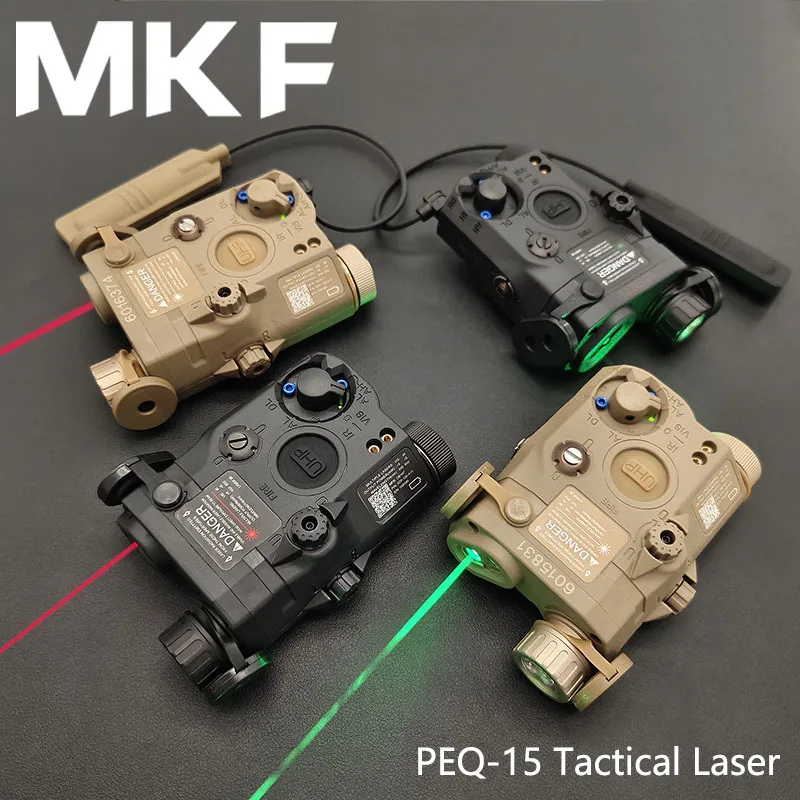 Airsoft PEQ-15 PEQ15 Tactical Red laser Green Laser IR Fill Light LED Strobe Hunting Weapon Scout Light Aiming Fit 20mm Rail PEQ