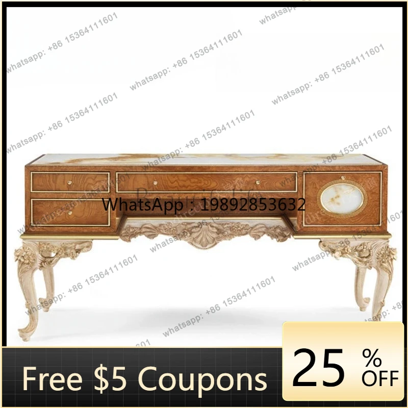 D2-25 European court solid wood dresser bedroom French marble luxury cosmetic table stool combination