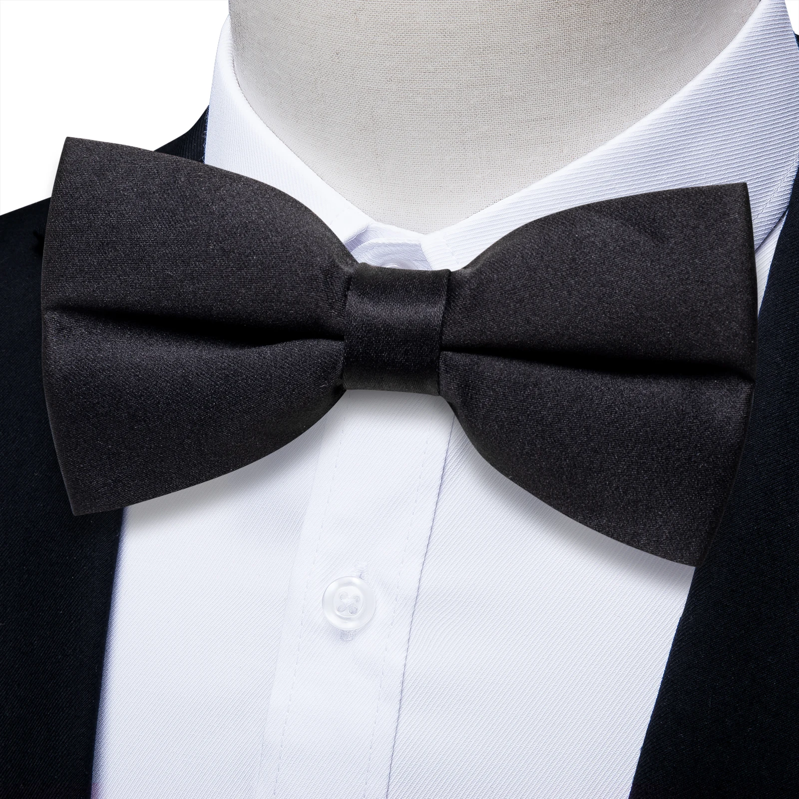 Novalty Bowties for Father and Son Wedding Party Accessories Luxury Silk Soild Black Bow Ties for Men and Boys Free Shipping