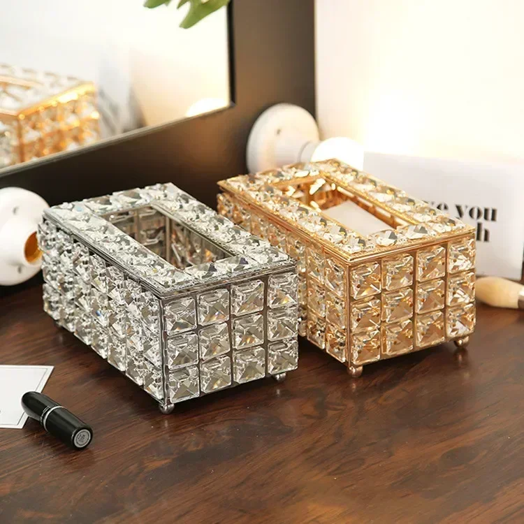 

Nordic Style Living Room Luxury Crystal Tissue Box Home Hotel Coffee Shop Living Room Creative Simple Napkin Crystal Tissue Box