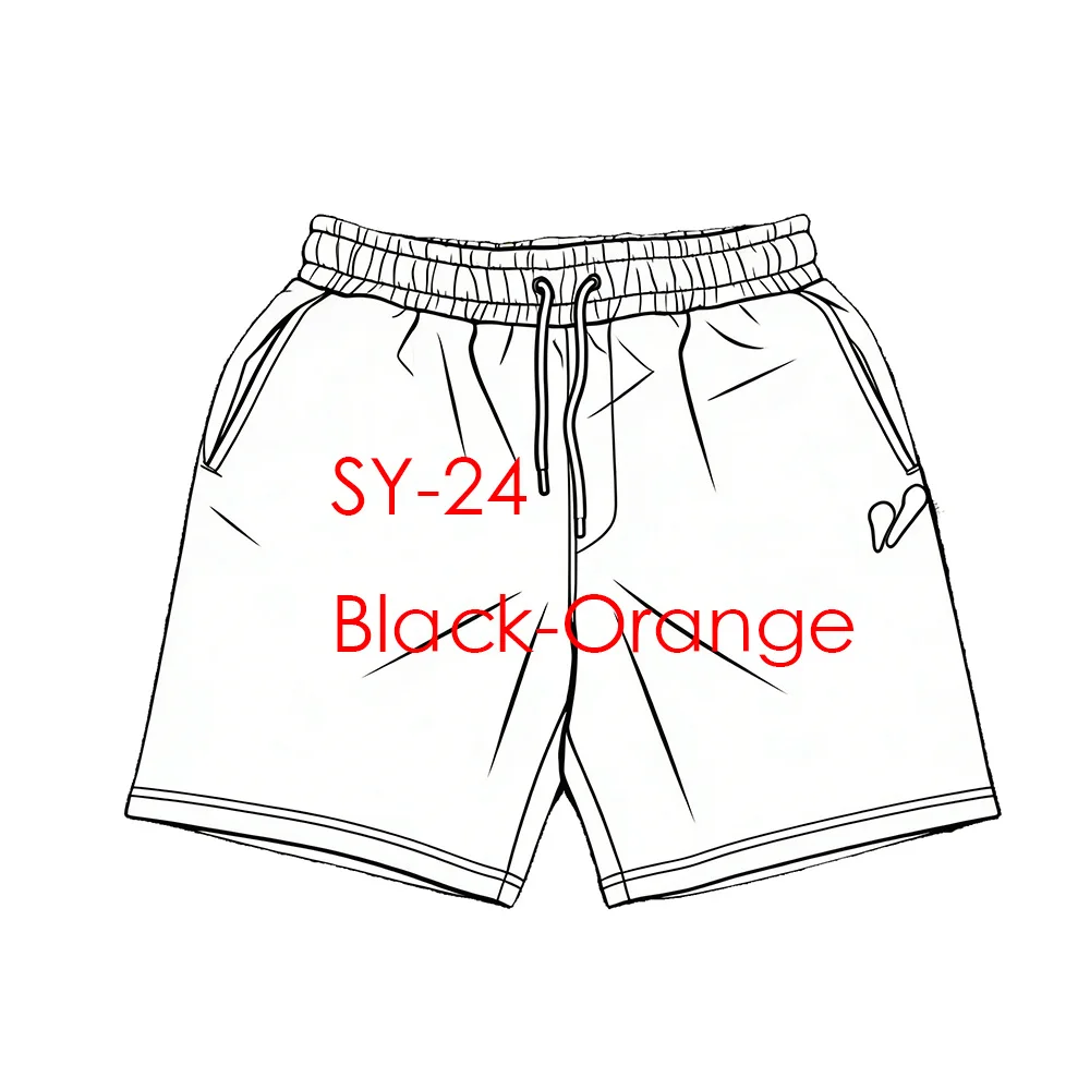 

SY-24 Shorts Jogger Trousers Men Women Clothing Gym Running Pants Hoodies Tracksuit Orange Printed Black Shorts