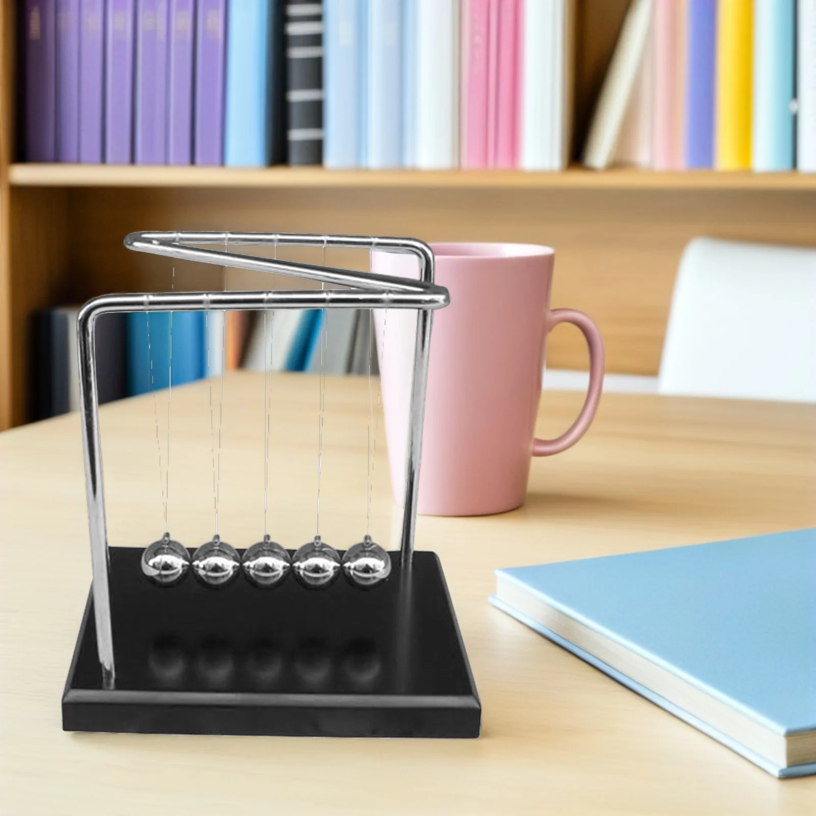 Cradle Pendulum Ball Zshape Solid Wood Base Metal Swing Physics For Office Home Desktop Decoration Science Learning Kit