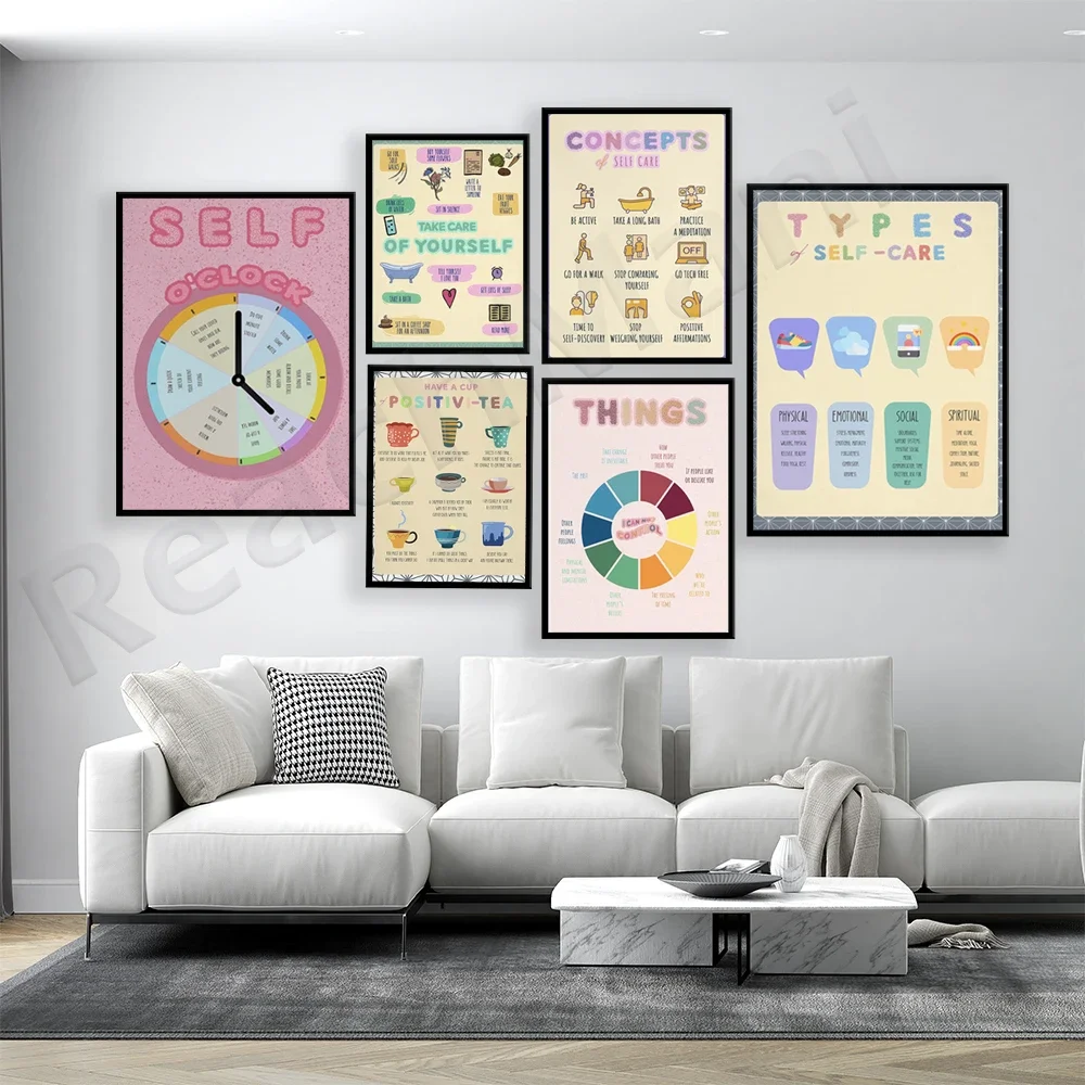 Motivational Mental Health Poster Growth Mindset Self Care Psychology Art Therapist Office Decor Gifts