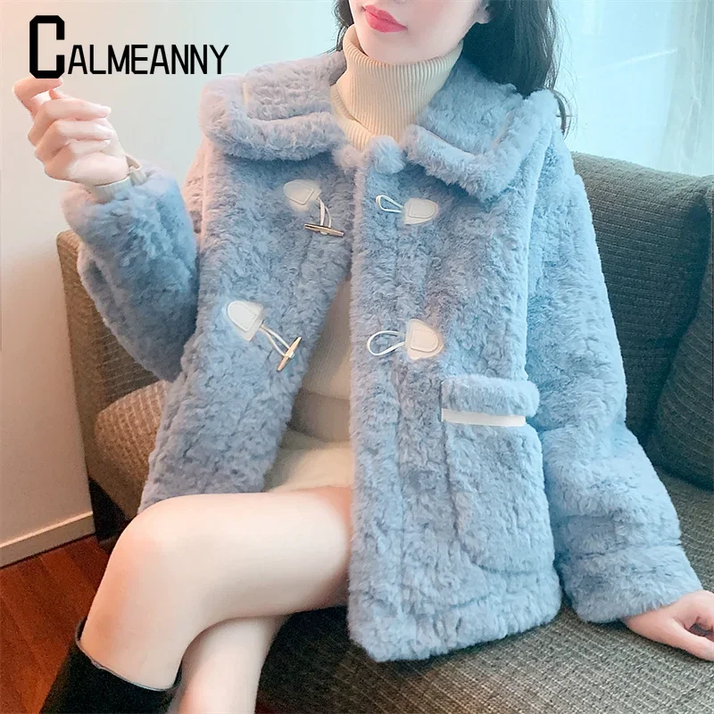 

Women Jacket 2024 Autumn And Winter New Style Casual Loose Versatile Turn Collar Korean Edition Fur Lamb Short Coat