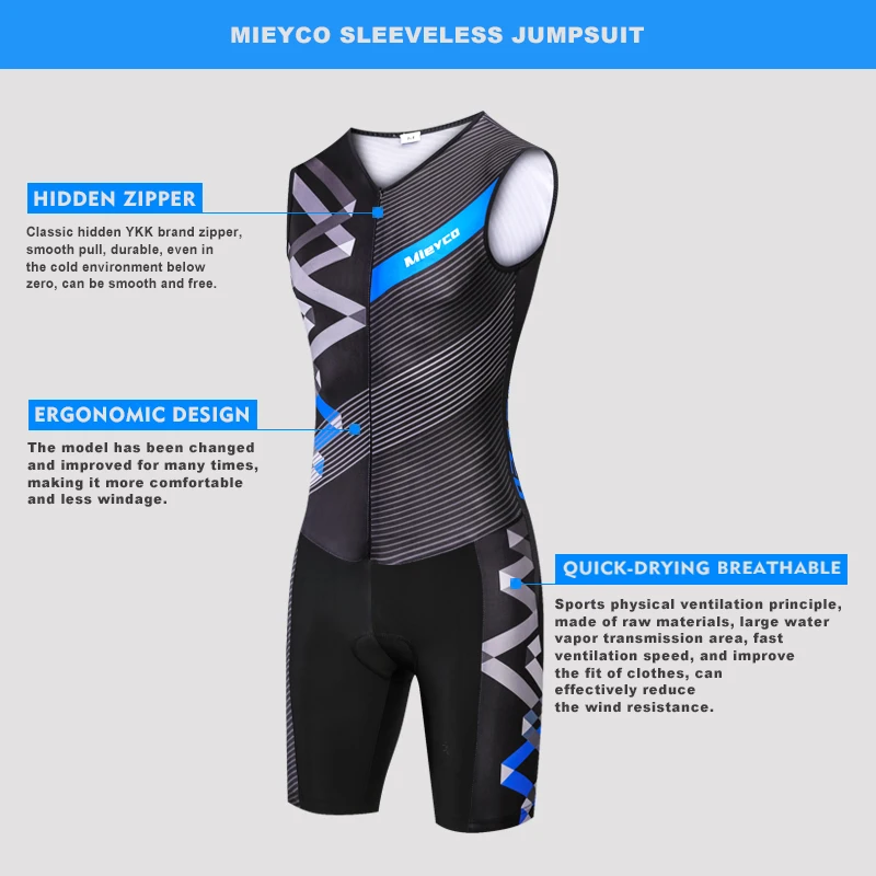 Men's Sleeveless Triathlon Suit Quick-Drying Breathable Fabric Trisuit Performance Summer Swimming Cycling and Running