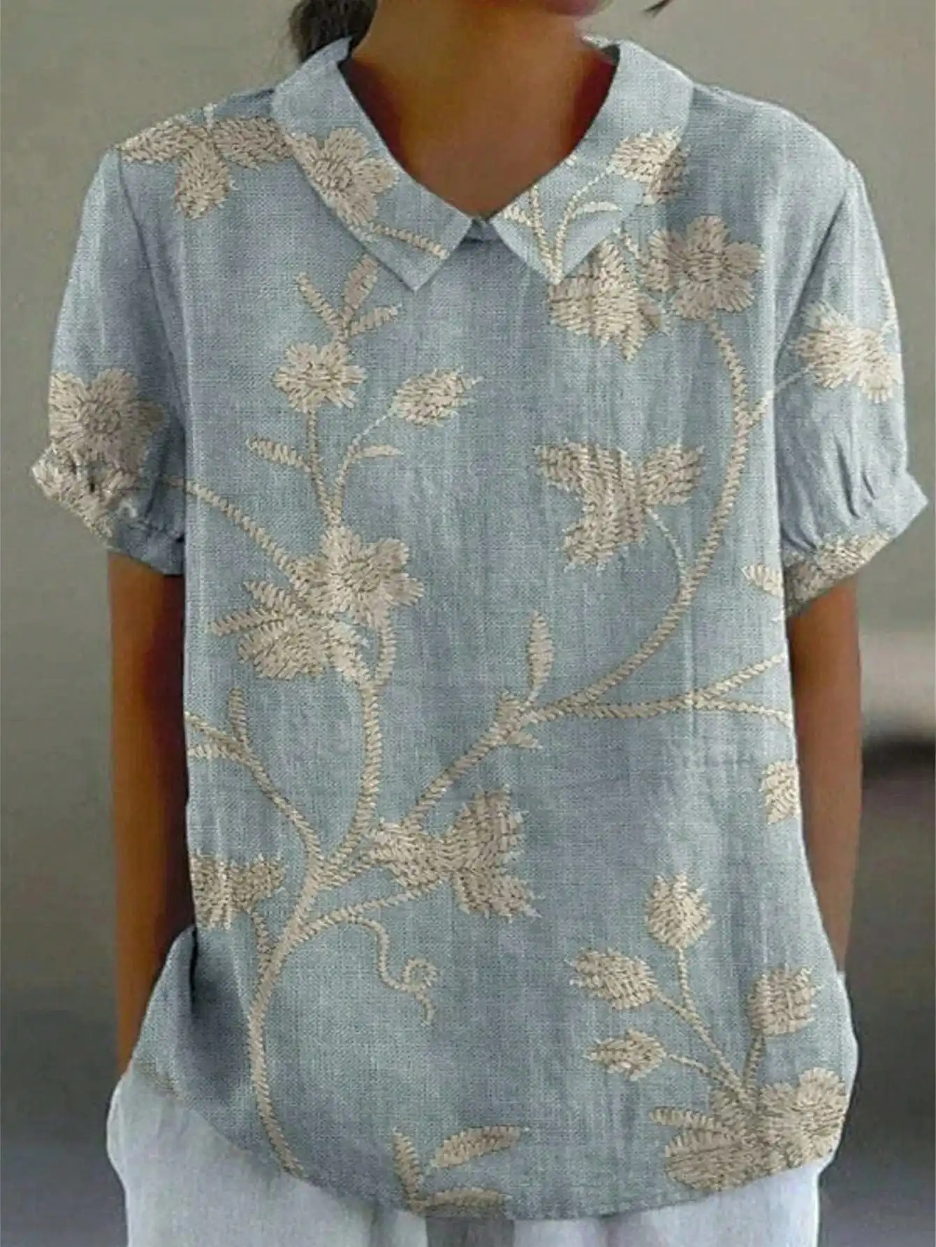 Women's Retro Ethnic Floral Art Print Casual Shirt