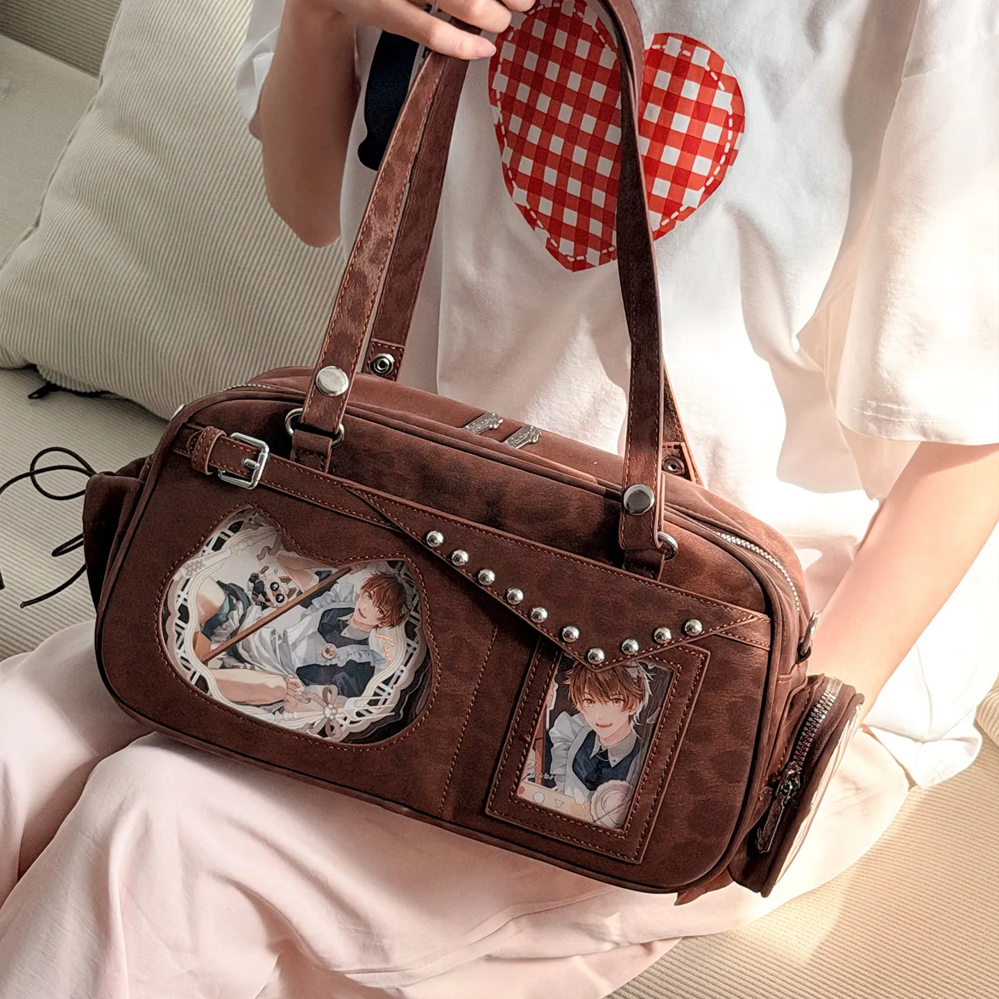 Original Daily Versatile Transparent Snack Bar Two-dimensional Lta Bag College Style Jk Uniform Boston Bag Shoulder Bags Women