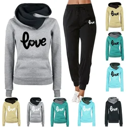 Women love Print Clothing Sweatshirt and Trousers Women's Pants Hoodies New Hoodies and Sweatshirts Women 2 Piece Set Outfit