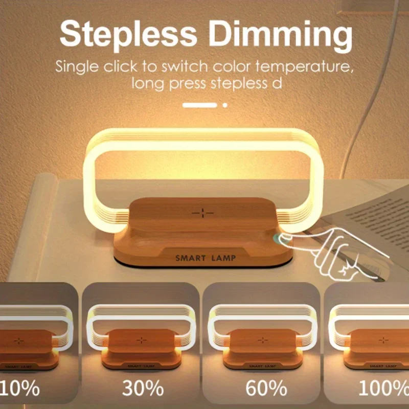 Quick Charge Wireless Charger with LED Night Lamp & Short-Circuit Protection for iPhone/Smartphone Fast Charging Station