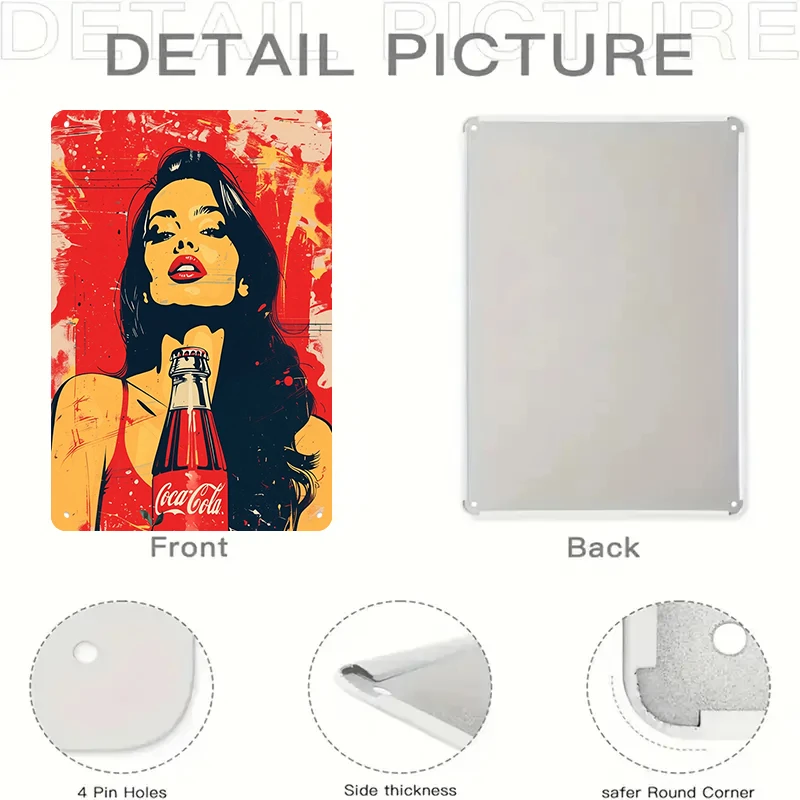1 قطعة 2D شقة خمر كوكا كولا فتاة القصدير اللوحة الأمريكية البوب فن الديكور اللوحة بار مقهى جدار قلادة المعيشة المنزلي ro #3