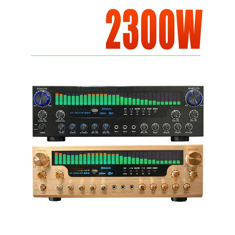 

7.1 channel home amplifier professional singing wireless Bluetooth HiFi audio stereo karaoke with spectrum display