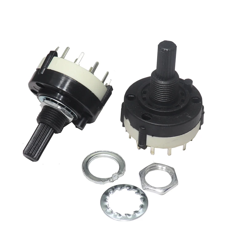 【5PCS】S16 RS26 Rotary  1 2 3 4 Pole Position 3/4/5/6/8/12 Selectable  SR16 Gear Band Switch Handle length 15/20mm