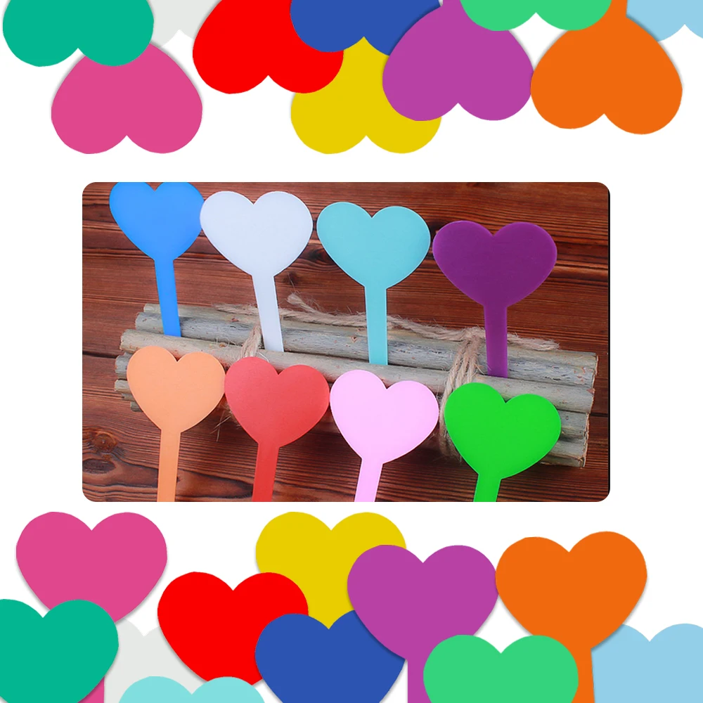 10-100PCS Heart Shape Plant Label Tags Plastic Sign Stake Nursery Flower Herb Flower Vegetable Potted Diy Garden Decorating Tool