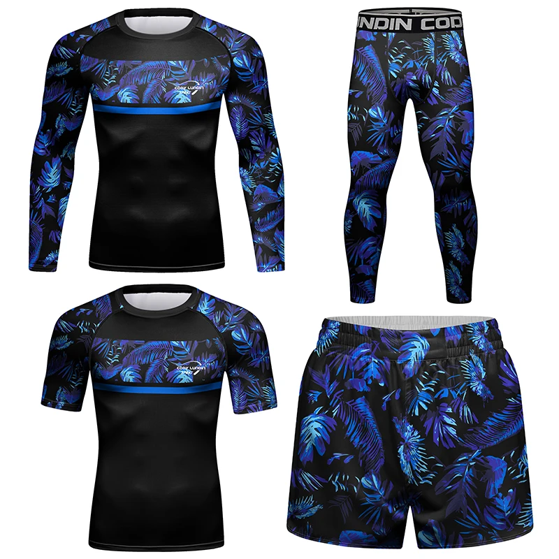 4 Piece 2024 New Design Sunscreen Tattoo Sports Suit Quickly Dye Athletic Tracksuit Jiu Jitsu Gi Bjj Rashguard Sets Custom Logo