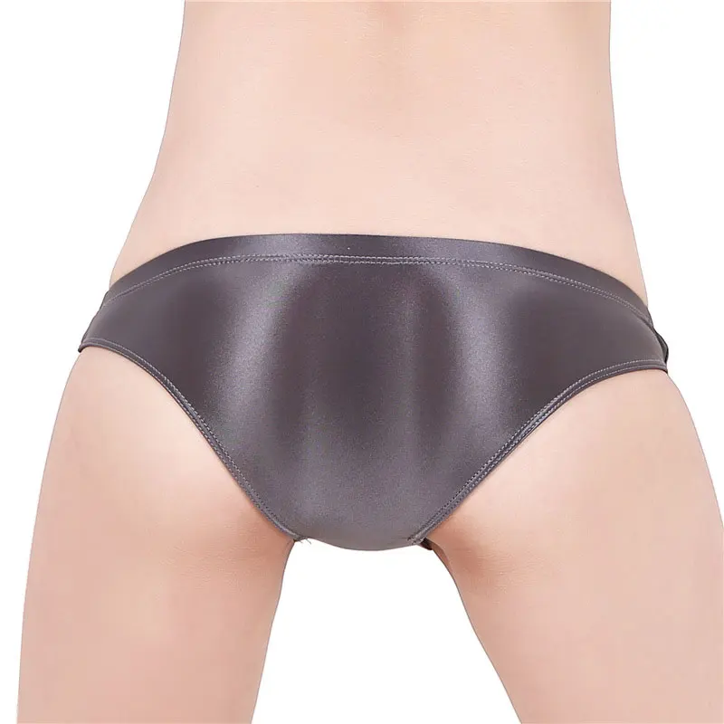 See Through Low Waist Briefs Silky Shiny Satin Panties Sexy Underwear Erotic Lingerie Women\'s Ultra-Thin Oily Glossy Underpants