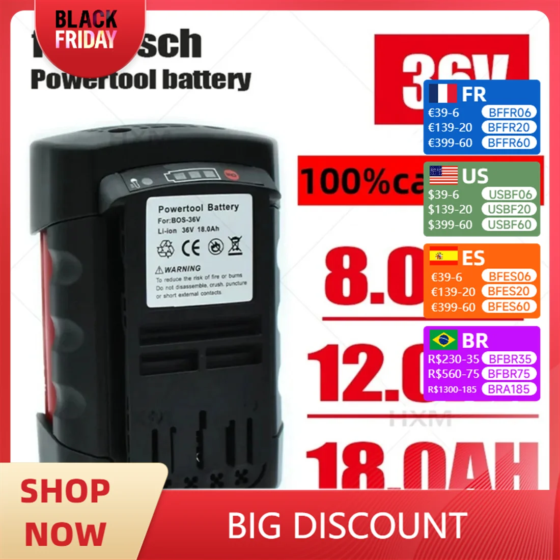 Lithium ion batteries for Bosch 36V 9000mAh BAT4030 BAT40 BAT4050 BTA4060