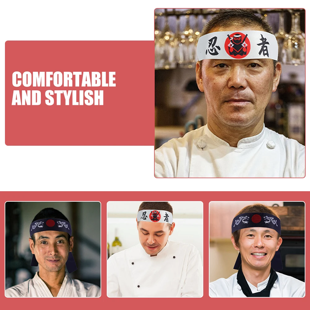 3 個忍者ヘッドバンド日本デザイン八面絹空手サムライスポーツコスチュームパーティーコスプレアクセサリー帽子男性女性用