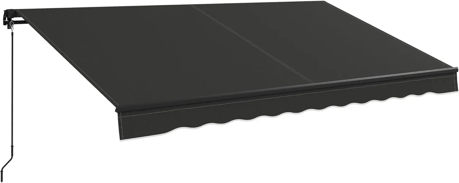 

12x10ft Retractable Patio Awning, Manual Crank, UV-Resistant Fabric, Aluminum Frame, Dark Gray