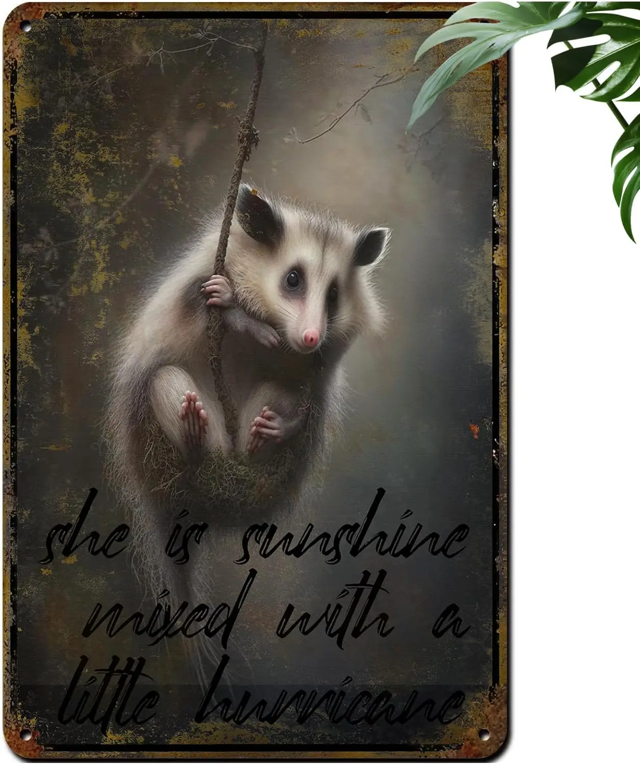 Funny Virginia Opossum Vintage Tin Sign,Funny Animals Wall Decor for Home Cafes Office Store Pubs Club Sign Gift 8x12 Plaque Tin