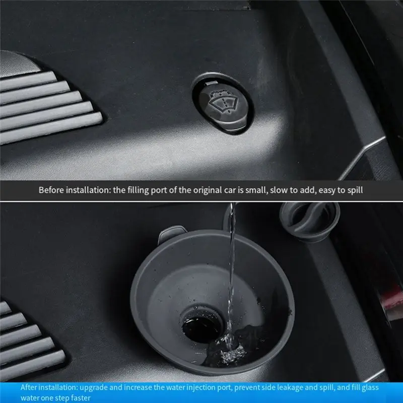 Reliable-Glass Wiper Filling Funnel For Tesla Model 3 Y 2023 Filler Enlarged Leakproof Windshield Automotive Modification
