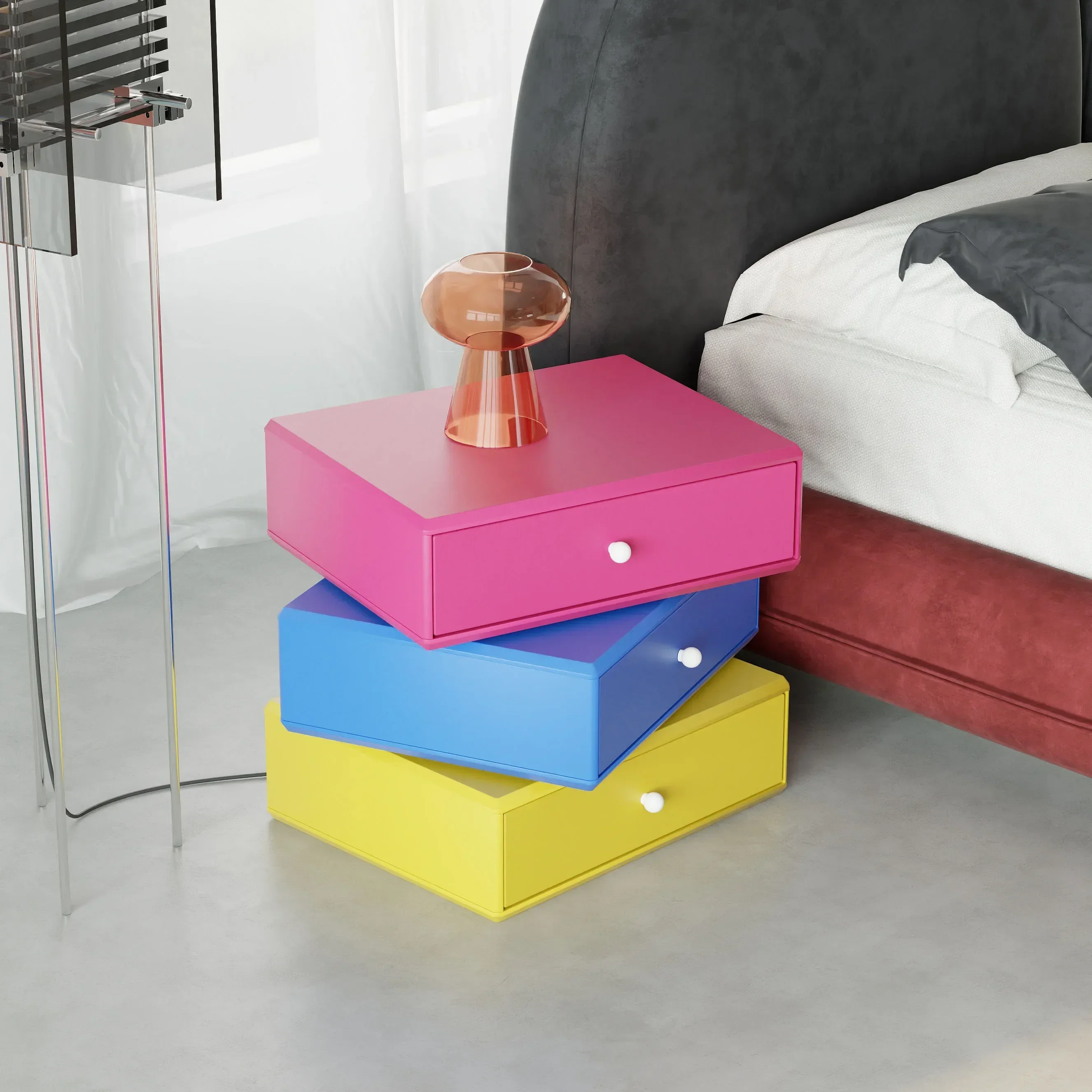 

Delicate dopamine small side few creative drawers bedside table storage storage