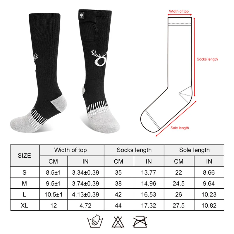 Calcetines térmicos eléctricos recargables SNOW DEER para hombre y mujer, calcetines cálidos de invierno para esquí, conducción al aire libre, Camping, senderismo, con batería