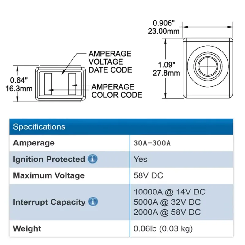 TR CF Battery 50A 60A 75A 80A 100A 125A 150A 175A 200A 250A 300A High Current Ceramics Fuse Holder For Crane Car RV Boat