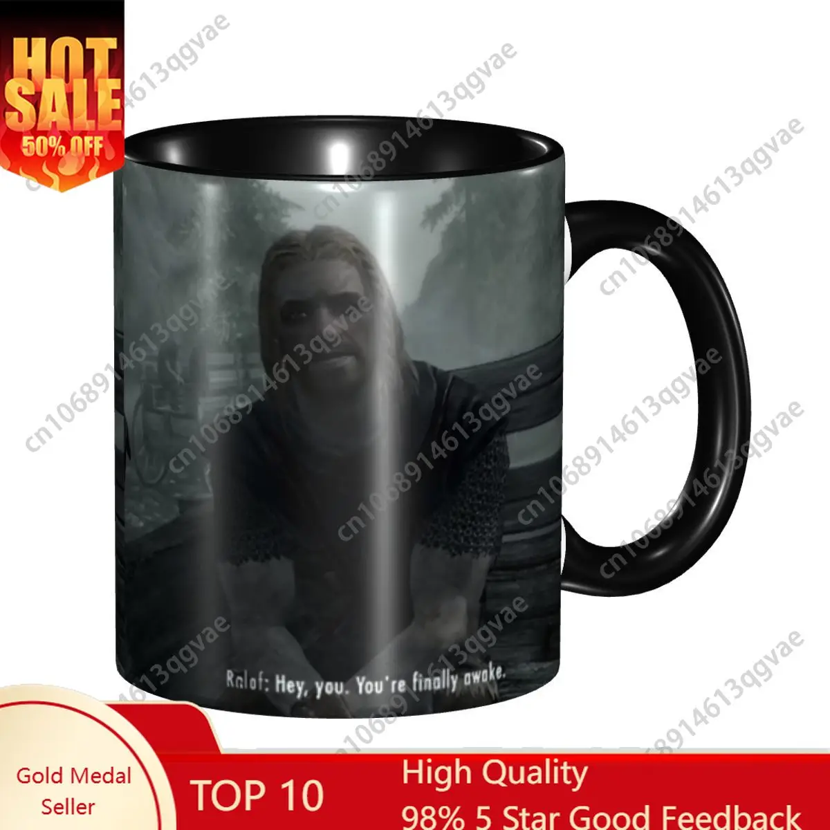 

Hey You Youre Finally Awake Coffee Mugs DIY Customized Skyrim Ceramic Mug Cup Creative Gift
