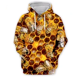 Funny HoneyComb Bee 3D Print Hoodies Men Women Casual Hooded Sweatshirts Oversized Pullover Streetwear Kids Tops Unisex Clothing