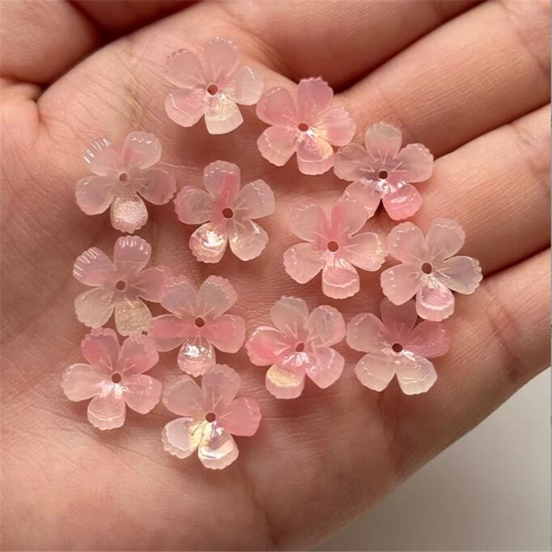 10 Pieces New Acetic Acid 14MM Flower Beads Torus Spacer Beads Cap Charm Connectors Diy Hair Jewelry Making Resin Accessories