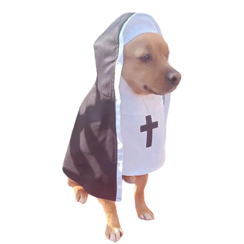 Funny Pet Cat Halloween Costumes Nun Cloak Pet Cosplay Dress Kawaii Pet Clothes Creative Pet Kitten Puppy Costumes Gifts