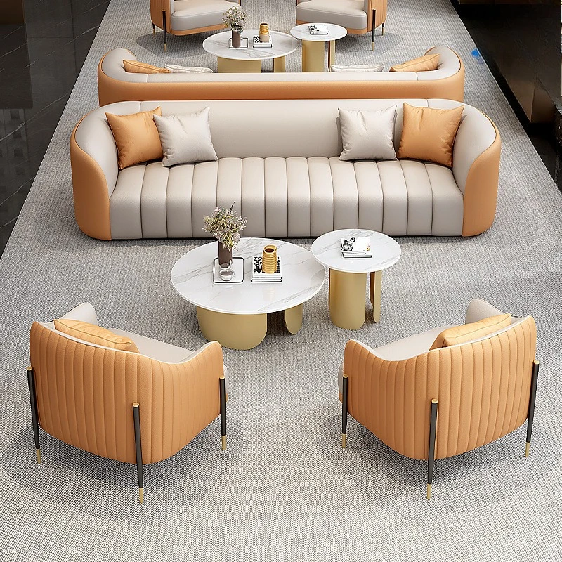 Sofá ligero de lujo para recepción del vestíbulo del hotel, asiento de tarjeta, salón de belleza, oficina de negocios, negociación, sofá para invitados