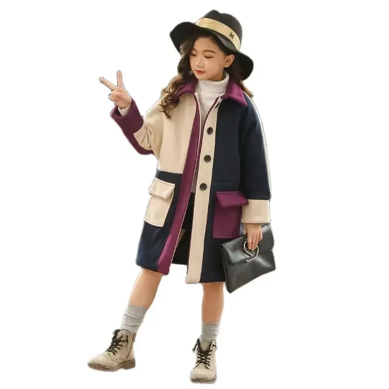 Girls Jacket Autumn Winter Jackets For Girls Wool Coats Fashion Children Clothing Girls Outerwear Coat 4 6 8 10 12 13 Years