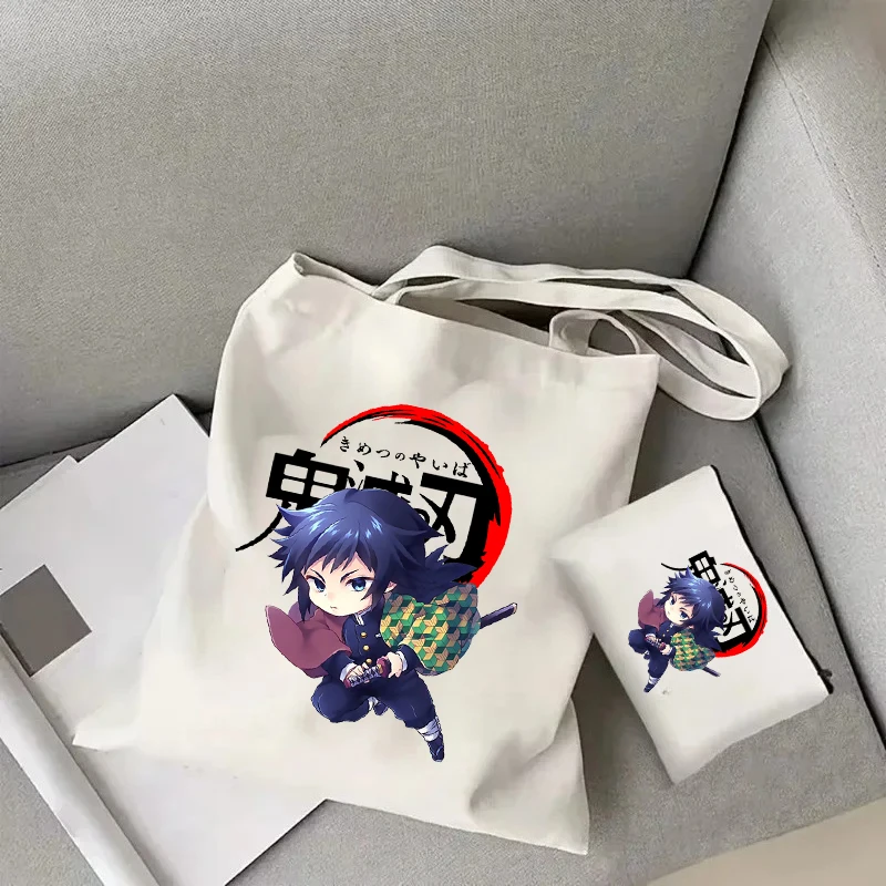 

Набор: холщовая сумка-шоппер и пенал «Аниме: Клинок, рассекающий демонов» (Гию Томиока) – Экологичная многоразовая сумка для покупок, подарок для фанатов аниме