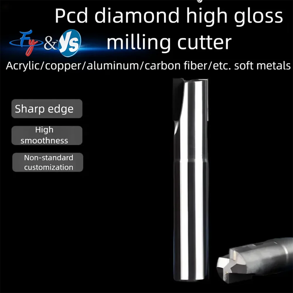 

Imported PCD Diamond Single/Double Flute End Mill for Acrylic Copper Aluminum Carbon Fiber Ceramic High-Gloss Milling