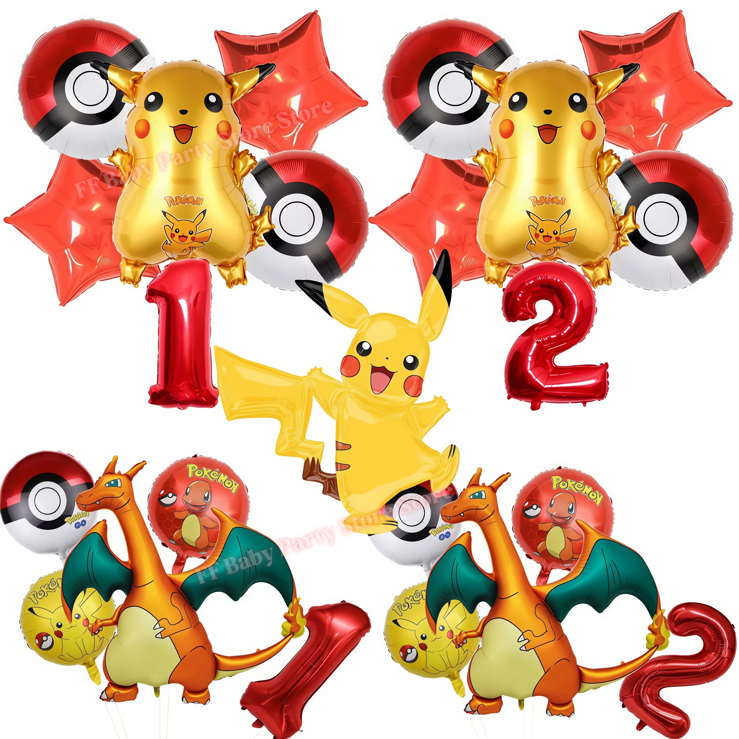 Globos de Fiesta de Pokémon, Pikachu, Dragón de Fuego, Tortuga Jenny, Globo de Aluminio, Decoración para Baby Shower, Globos para Fiesta de Cumpleaños Infantil