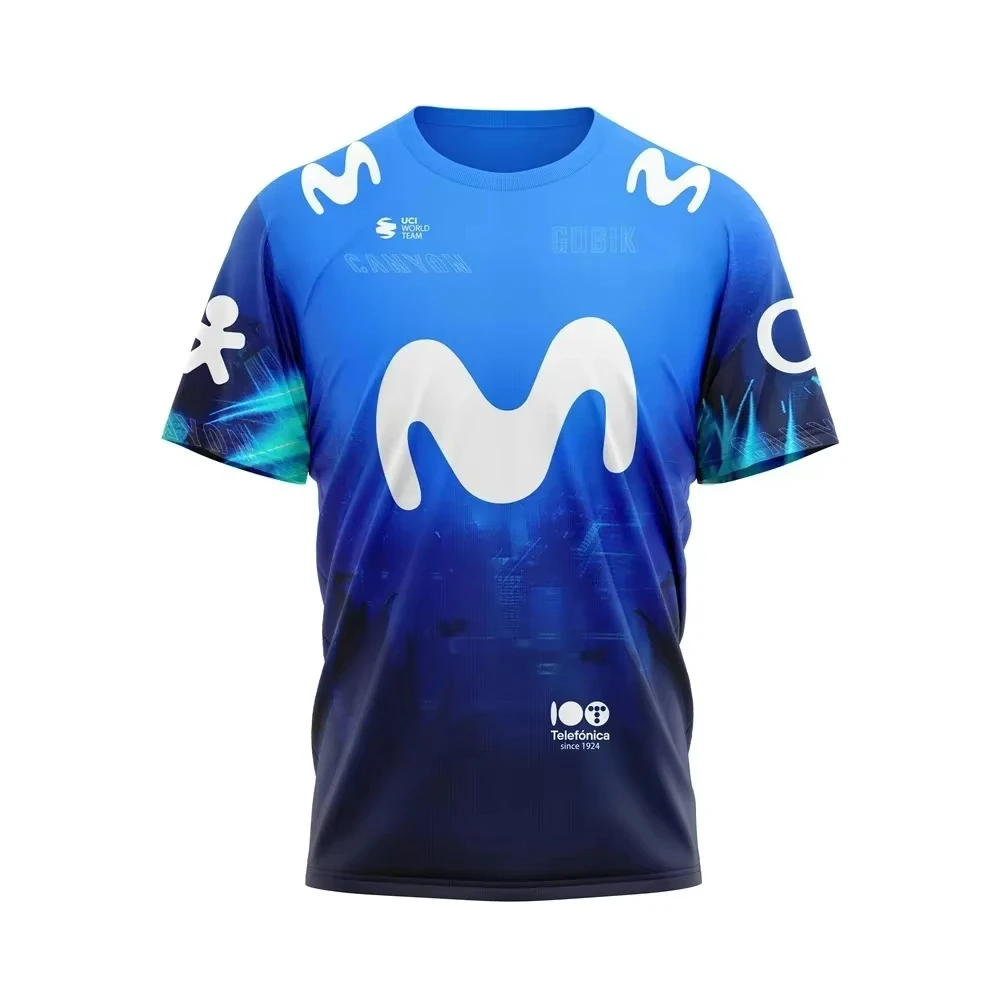 

MOVISTAR TEAM Cycling Jersey Men Women Outdoor Short-sleeved T Shirts Summer Oversized Quick Drying Tops Sports Wear